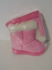 Toddler Girls Fur Lined Boots-Synthetic Suade, Rubber Sole-Toddler Size 5