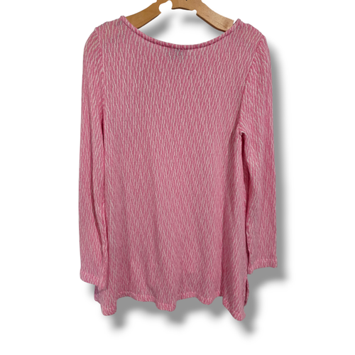 Chelsea & Theodore Women's Long Sleeved Textured Top Light Pink/White medium - Picture 4 of 8
