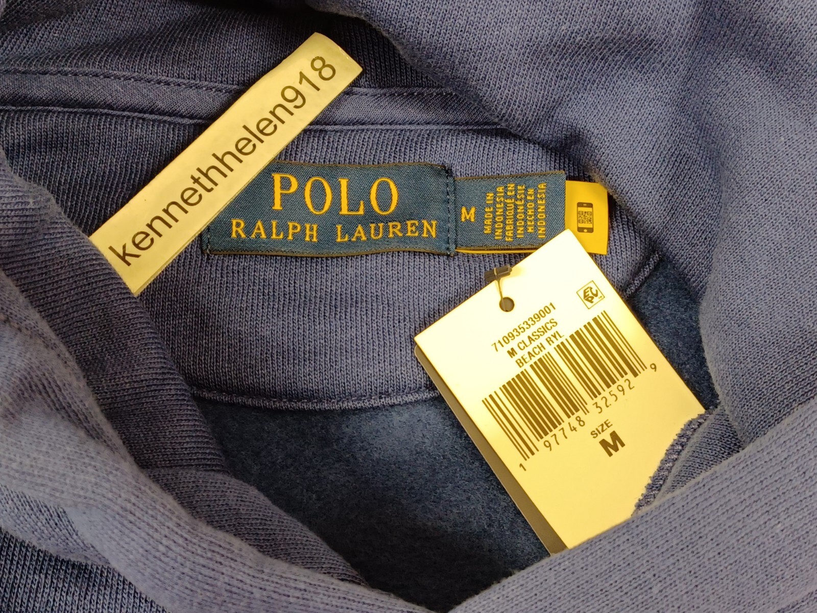 POLO RALPH LAUREN FELPA CON CAPPUCCIO BIG PONY PILE BLU TAGLIA MEDIA