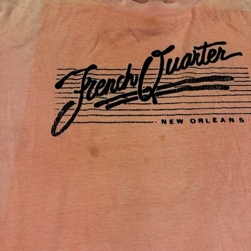 Vintage 90s French Quarter Faded Cropped Cut Tee New Orleans Single Stitch XL - Picture 3 of 14