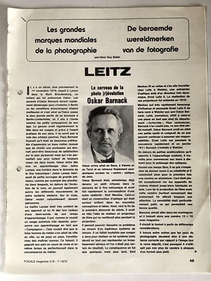 LEICA LEITZ Oskar Barnack Focale Magazine 1979 in french