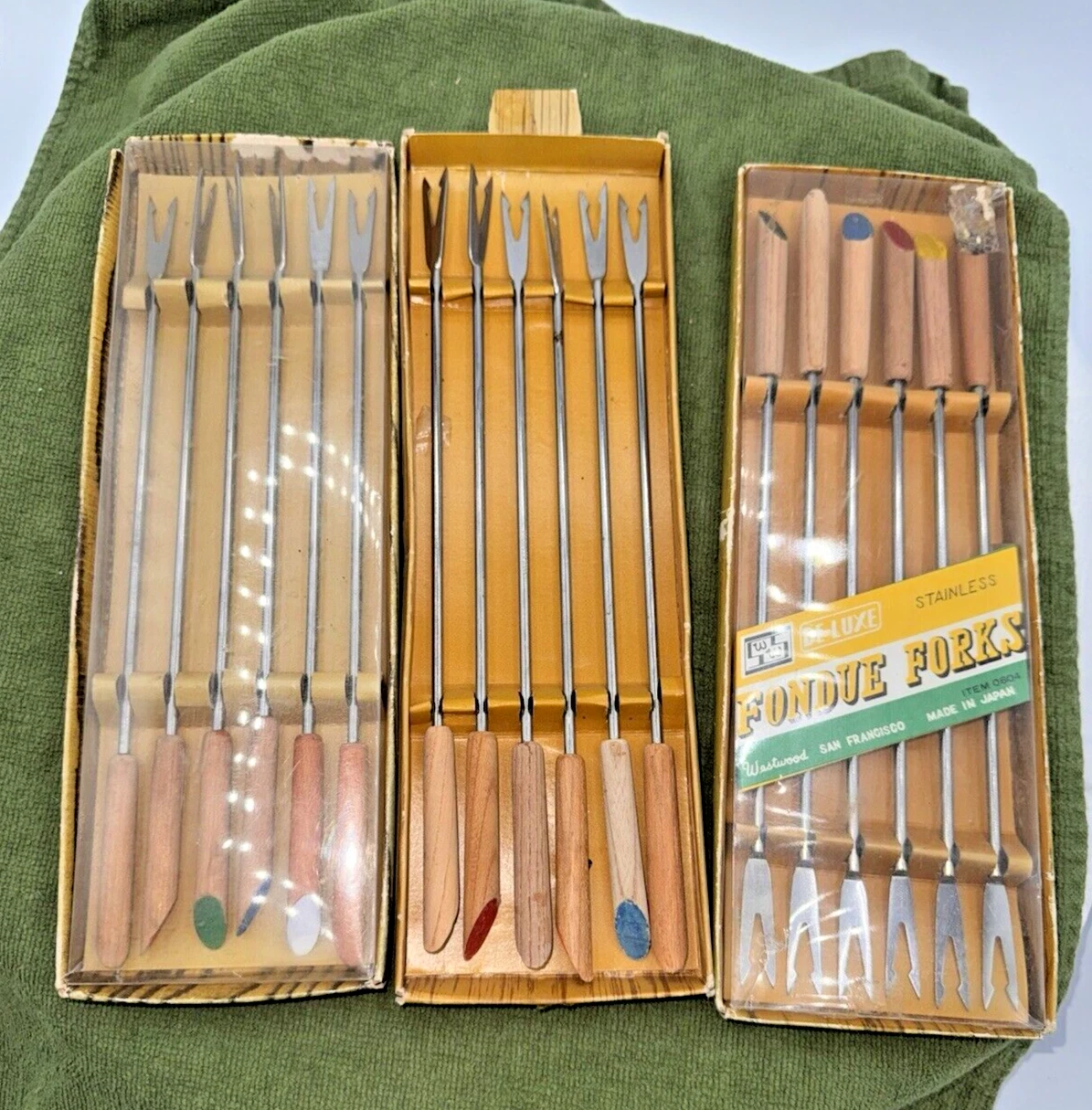 Westwood Deluxe Fondue Forks 3 Sets of 6 Vintage Stainless Steel Japan With Box