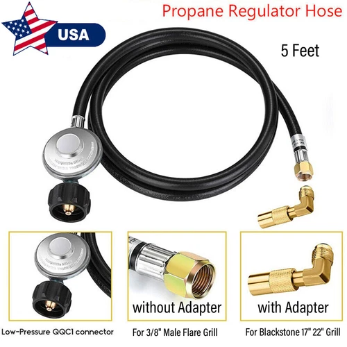 US 6FT Propane Gas Regulator Hose Elbow Adapter For Blackstone 17" & 22" Griddle - Picture 2 of 20