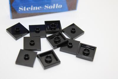 Lego (c) 10x Fliese Platte mit 1 Noppe - schwarz - 87580 - 2x2 - tile 
