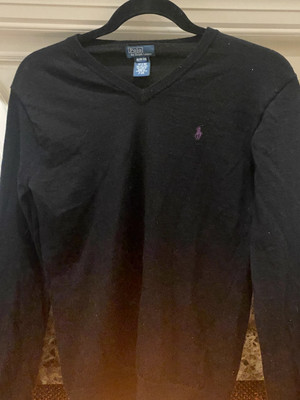 Ralph Lauren Polo Boys XL / 18 - 20 100% Soft Wool Black V Neck Sweater - UNWORN