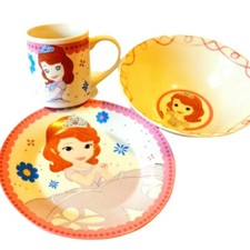 Disney Princess Sofia The First Ceramic Dinnerware Set Plate Bowl Mug 3 Piece 