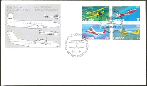 🍁Canada  #906a Block A   "CANADIAN AIRCRAFT"    Brand New  1981 First Day Cover