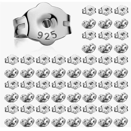 Sterling Silber Ohrring Backs Ohrstecker 925 Ohrring Schmetterling Push Stopper Backings - Bild 8 von 8