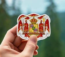 NEW- The Kingdom of Hawaii Coat of Arms  Vinyl Sticker Decal 3x 2.4 INCHES