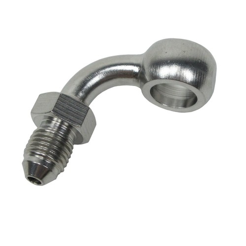 Chrome 3/8"10mm AN3 90 Degree Banjo Brake Line Fittings for Harley Dyna