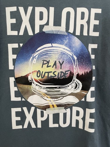 Old Navy Kids Boys Explore Graphic Cotton Blend Hooded Long Sleeve Shirt Gray XS - Picture 2 of 4