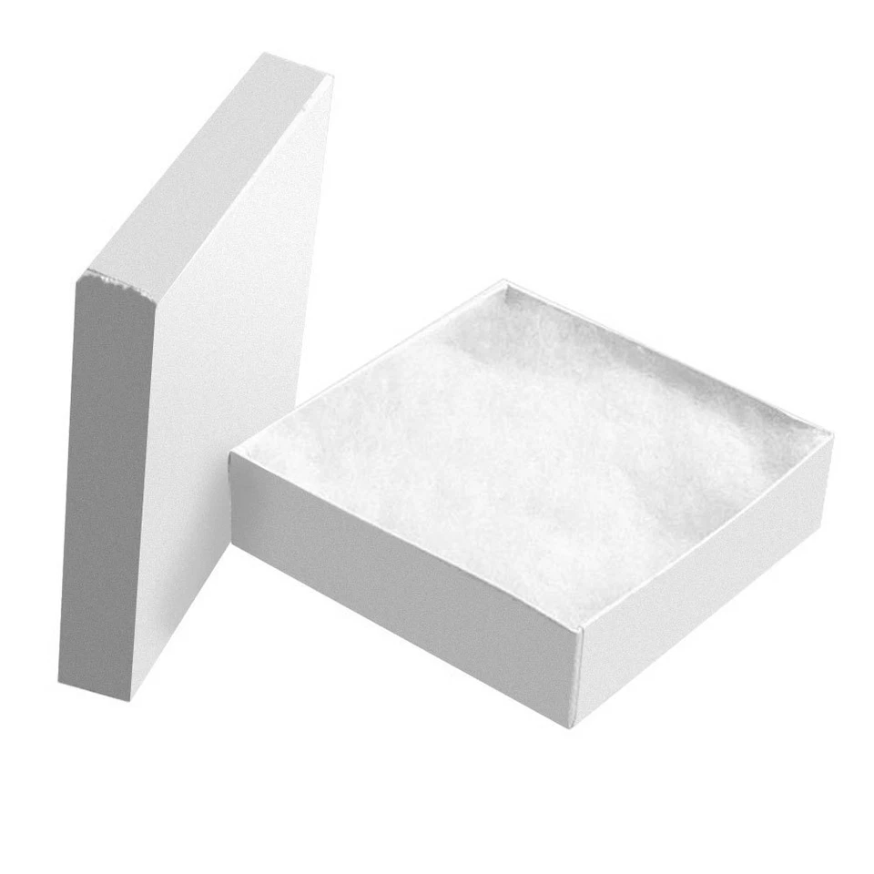 Caja de cartón llena de algodón blanco brillante cajas de regalo para joyas ~ 100, 200, 500 Foto 2 de 4