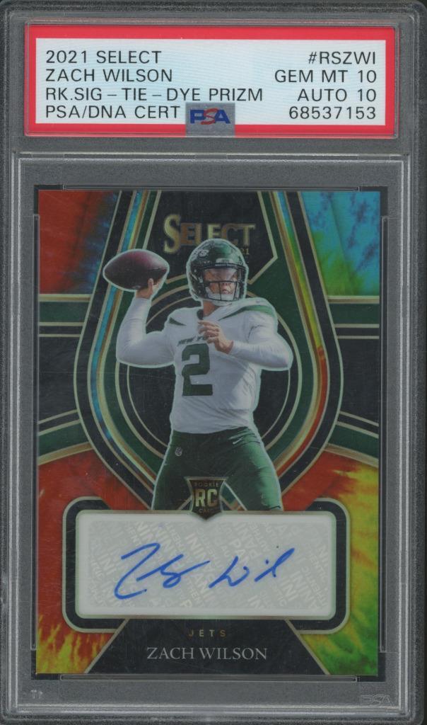 Zach Wilson Panini Select Rookie Signatures #RSZWI Tie-Dye Prizm