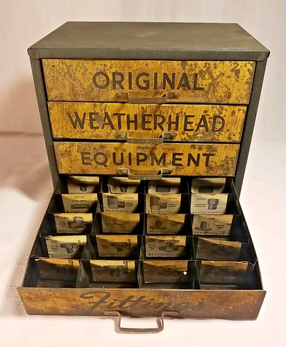 Vintage Original Weatherhead Equipment Fittings 4 Drawers Advertising Cabinet - Picture 9 of 16