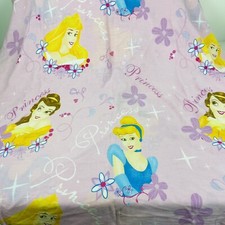 Disney Princess Belle Cinderella Aurora Pink Floral Full Flat Sheet Cotton Blend