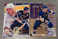 2 CARD LOT / BRETT HULL / 1994-95 FLAIR HOT NUMBERS #4 & BASE #153
