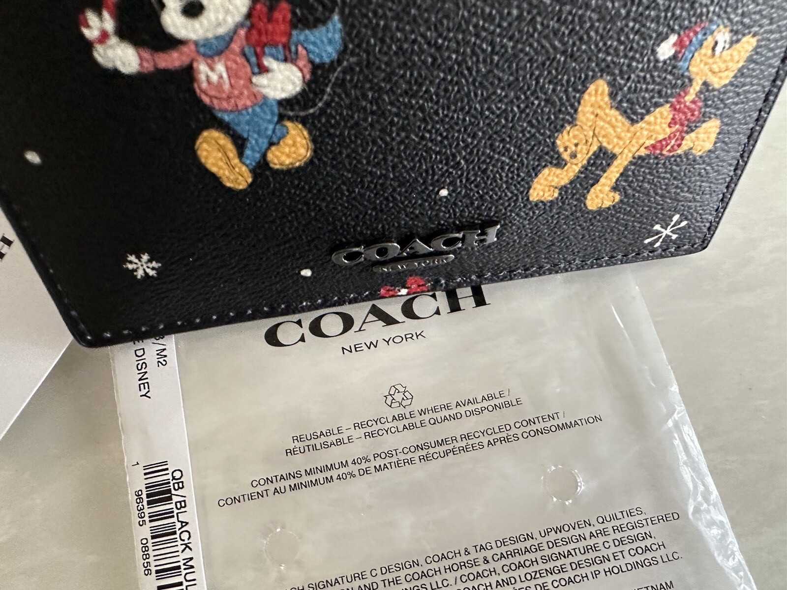 NWT DISNEY X COACH ZIP CARD CASE BLACK/MULTI CM725 image 9