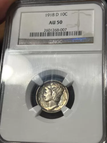 1918 10C NGC AU50 - Mercury Dime