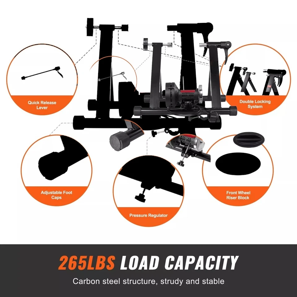 Magnetic Bike Trainer Stand Premium Steel Bicycle Indoor Exercise Fitness Black - Image 4 of 4