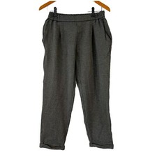 Benetton Vintage Grey Pull On Pants Cuffed Tapered S/M