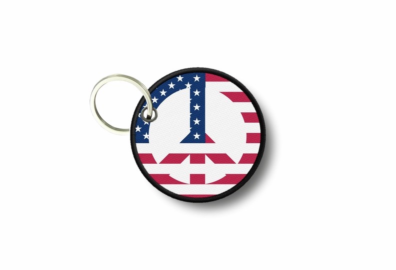 Porte-clés Brodé Patch Cœur Rouge Amour - Multicolore, Tissu, Made In France