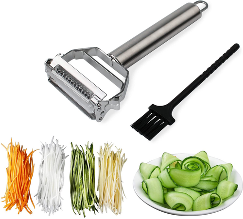 Julienne Peeler Stainless Steel Cutter Slicer with Cleaning Brush Pro for Carrot - Picture 7 of 12