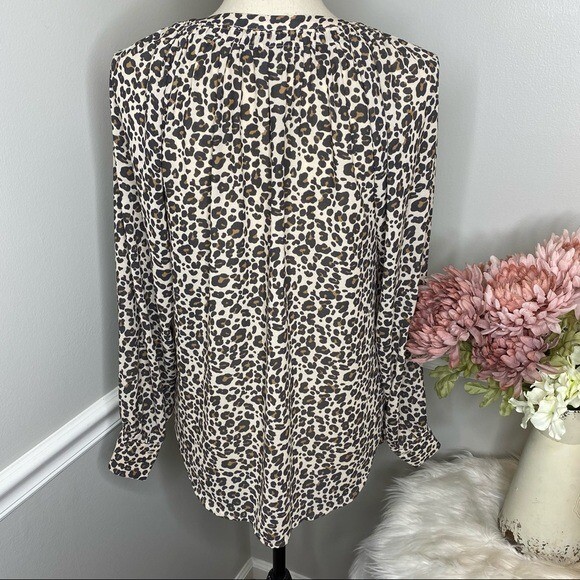 LOFT Leopard Print Polyester Button Down Blouse - image 5