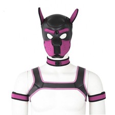 Neoprene Puppy Hood Role Play Dog Mask Puppy Cosplay Full Head with Neck Cover
