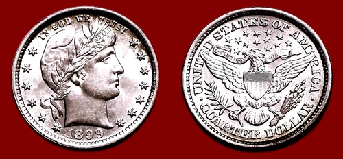 1899 TOP CHOICE BU++ RARER 25C BARBER QUARTER DOLLAR FROM COLLECTION CHOICE BU++