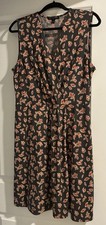 Banana Republic grey floral print deep v neck faux wrap dress size L