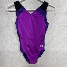 GK Gymnastics Leotard Adult Large Purple Black w/ Bling 