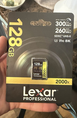 Lexar Professional 2000x 128GB SDXC UHS-II U3 V90 High Speed Memory Card