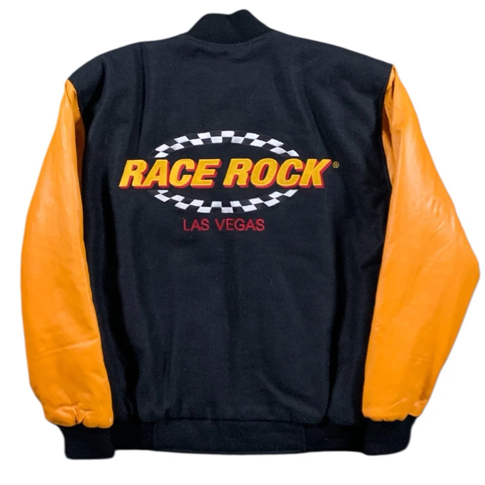Vintage 90s NASCAR Las Vegas Race Rock Varsity Jacket Size Medium - Image 2 of 4