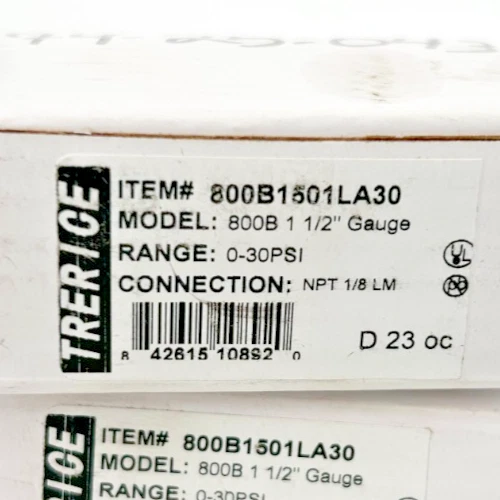 Lot of 2 New Trerice 800B1501LA30 Pressure Gauges 800B 1-1/2" 0-30psi 1/8" LM - Image 2 of 4
