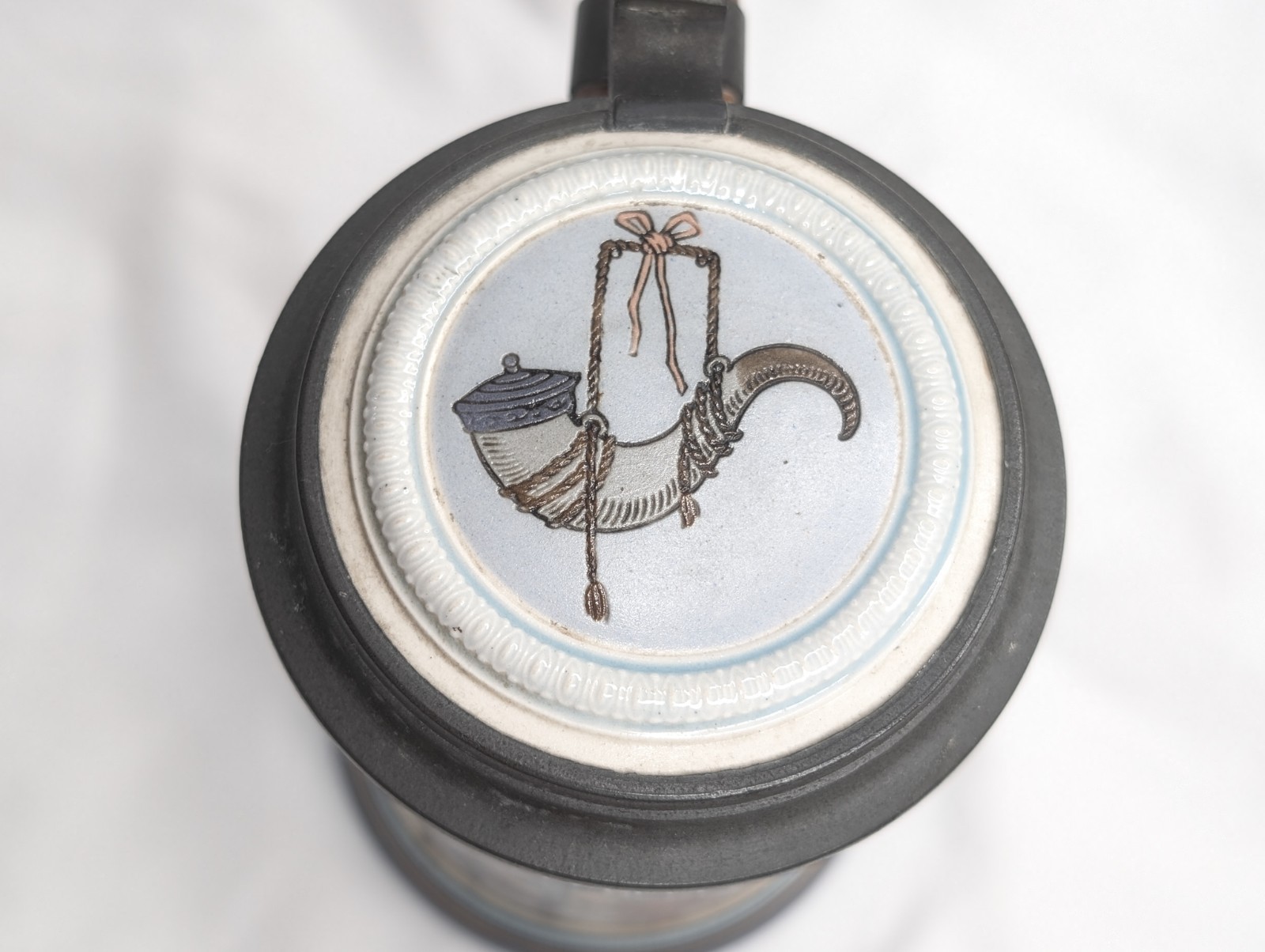 Mettlach Stein No. 2394. “Three Scenes from Siegfried's Youth" .5L, inlaid lid