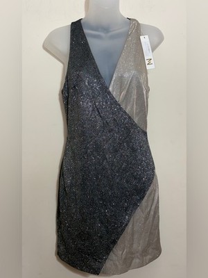 Meshki Izzy Two-Tone Glitter Wrap Dress Size M NWT