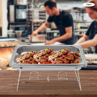 12-Pack Foldable Chafing Wire Racks Chrome-Plated Iron Stackable Buffet Stand