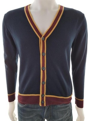 PARK LANE Herren Strickjacke Gr. S Marineblau Baumwolle 100% Langer Ärmel