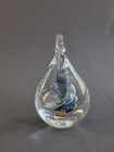 Adam Jablonski Crystal Art Glass Teardrop Blue & Green Twist Paperweight Signed — photo 1