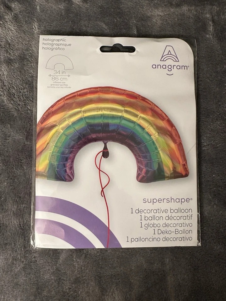 "Paquete de 2 globos jumbo decoraciones fiesta orgullo arco iris súper forma cumpleaños 34""" Foto 2 de 4