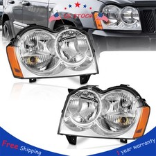 Pair Headlights Chrome Lamps Lhrh For Jeep Grand Cherokee 4-door 2005-2007 Pair Headlights Chrome Lamps Lhrh For Jeep Grand Cherokee 4-door 2005-2007