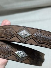 vintage WESTERN buckle belt CONCHO brown leather 38 native american RESISTOL