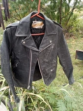 Rare 1960s Schott Bros.Perfecto Vintage One Star Black Leather Motorcycle Jacket