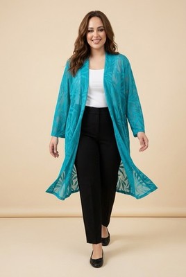 Pretty NWT Plus Size 5X Any Wear By Catherines Vend Style Turquoise-Green Kimono