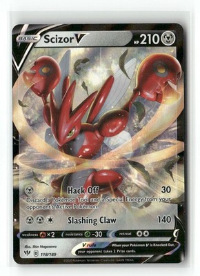 Scizor V 118/189 Holo V Rare Darkness Ablaze Pokemon Holo Near Scizor V 118/189 Holo V Rare Darkness Ablaze Pokemon Holo Near