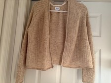Croft Barrow Ladies' Cardigan, Metallic, Beige, Eyelet, L, NWOT