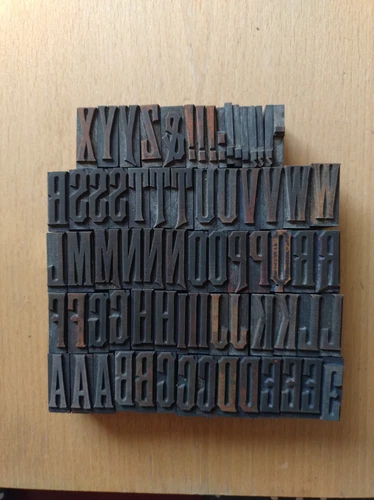 Wooden Letterpress Printing Blocks 3.4cm High Complete Alphabet 