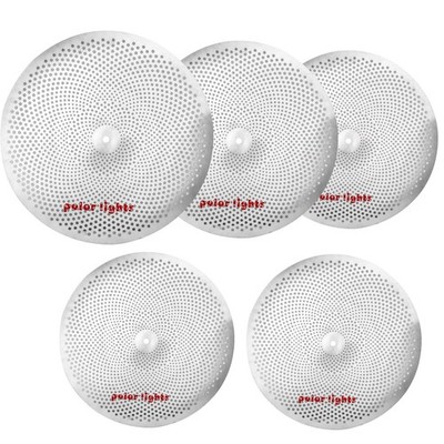 Low Volume Cymbal Set, White Stainless Steel, 5-Piece Practice Drum Cymbals w...