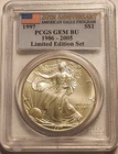 1997 American Silver Eagle 1 oz PCGS GEM BU | 20th Anniversary Label