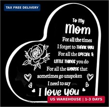 Gifts for Mom from Daughter Son I Love You Mom Acrylic Heart Sign Keepsake Decor